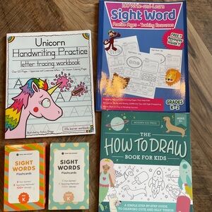 Handwriting, Sight Word, Drawing, Flash Cards, Work books pre-k, kindergarten